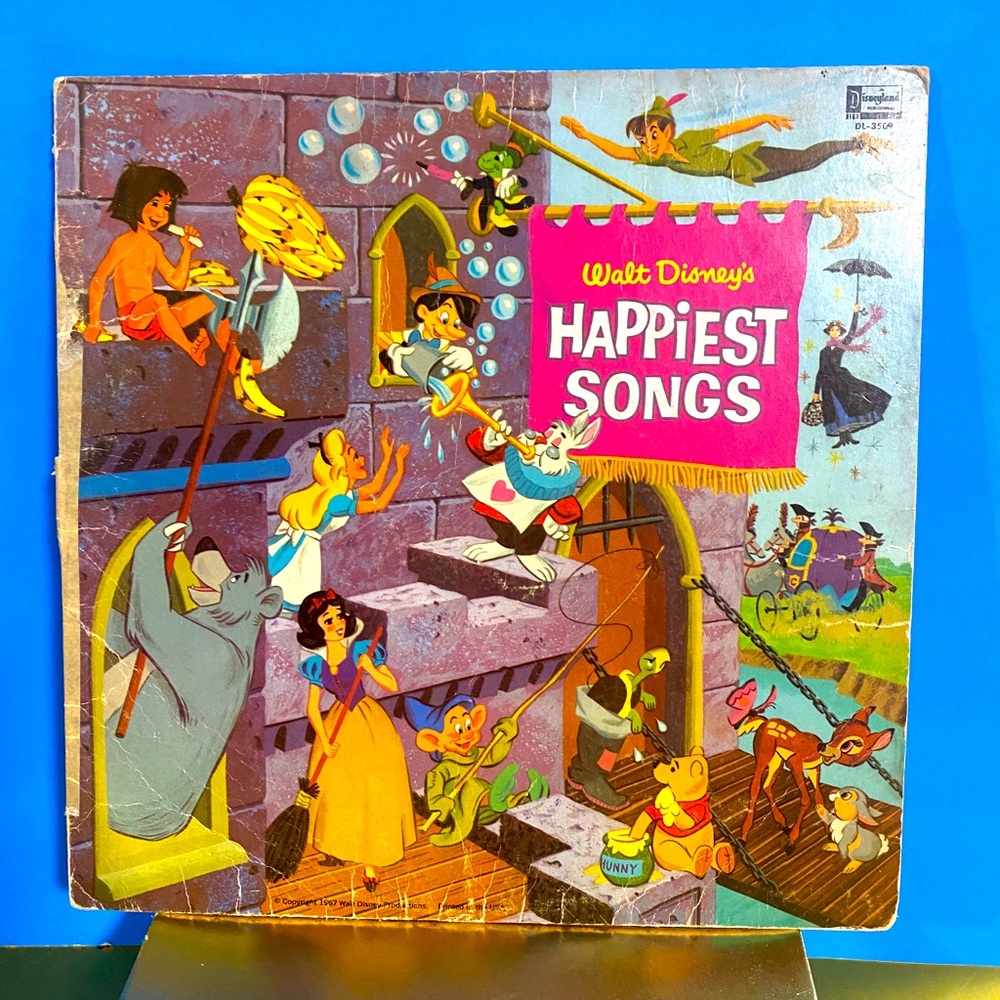 WALT DISNEY’S VTG 1967 HAPPIEST SONGS DISNEYLAND VINYL RECORD by GULF GA…